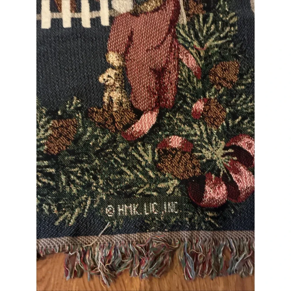 Vtg Hallmark Goodwin Weavers Christmas Tree Blanket 100% Cotton Teddy Bears